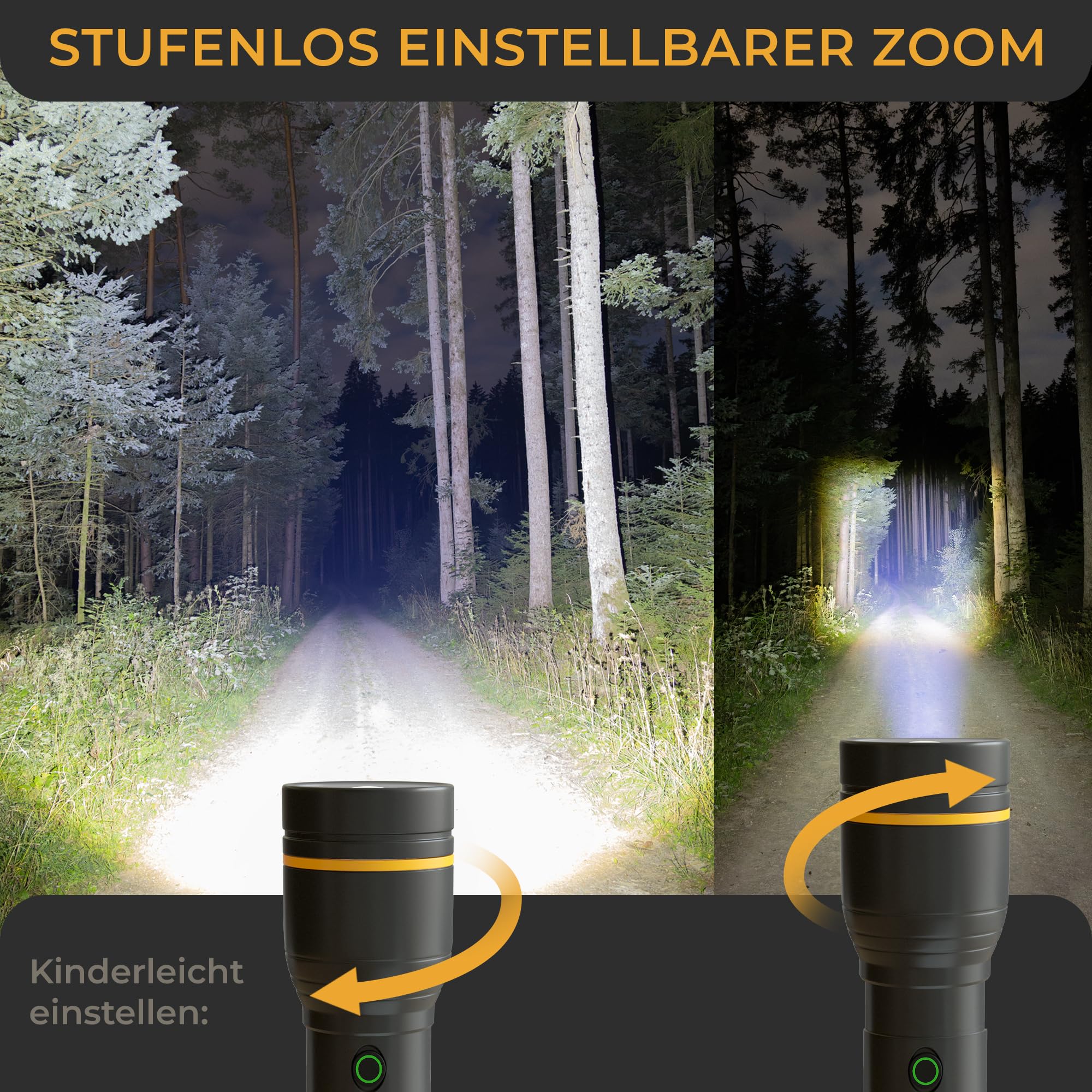 LICHTMEISTER Taschenlampe (500 Lumen mit AAA Batterien) - Taschenlampe LED