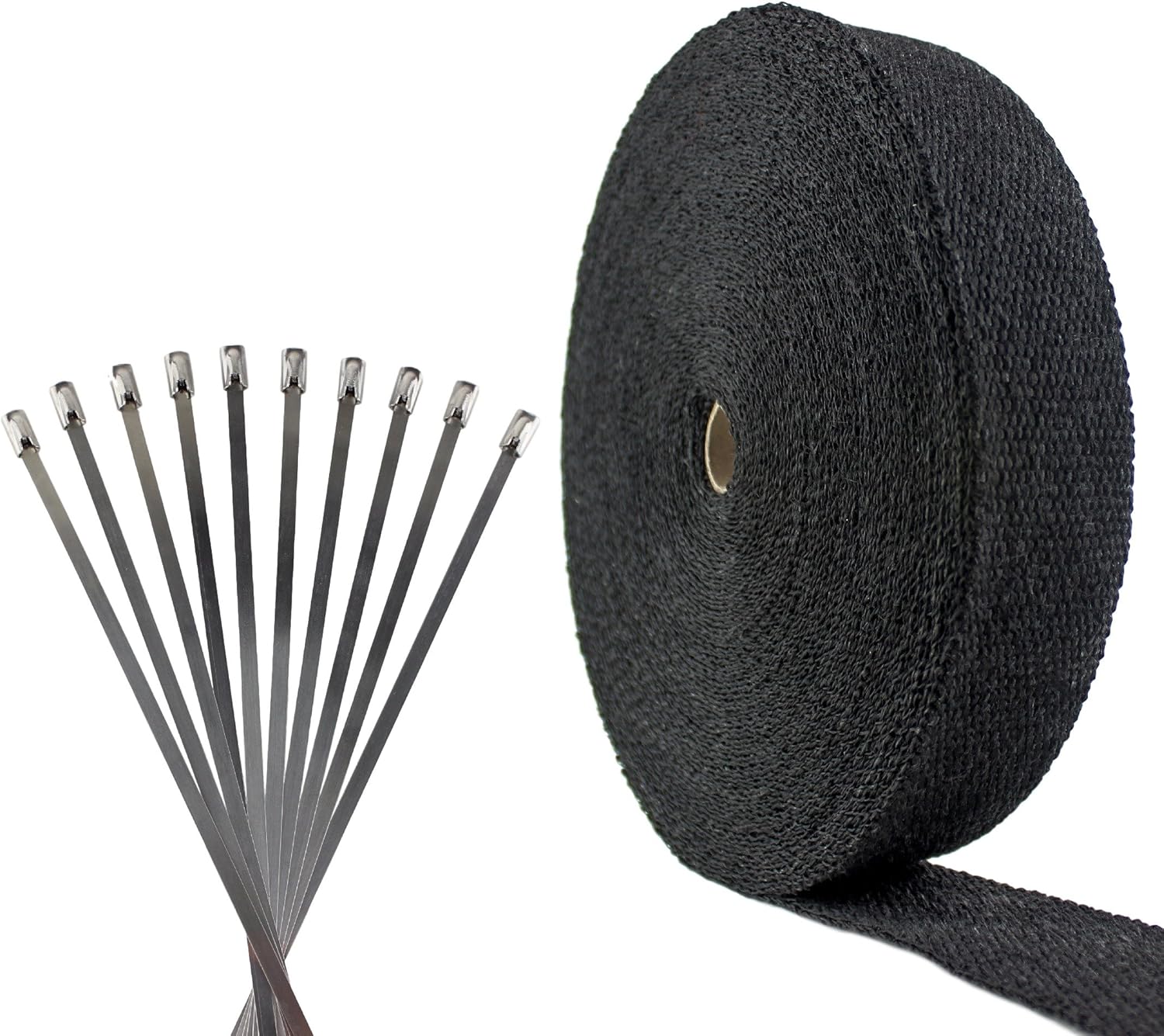 Exhaust Pipe Wrap, Heat Shield Tape in: Fiberglass, Basalt (Titanium), Vermiculite or Foil Faced.