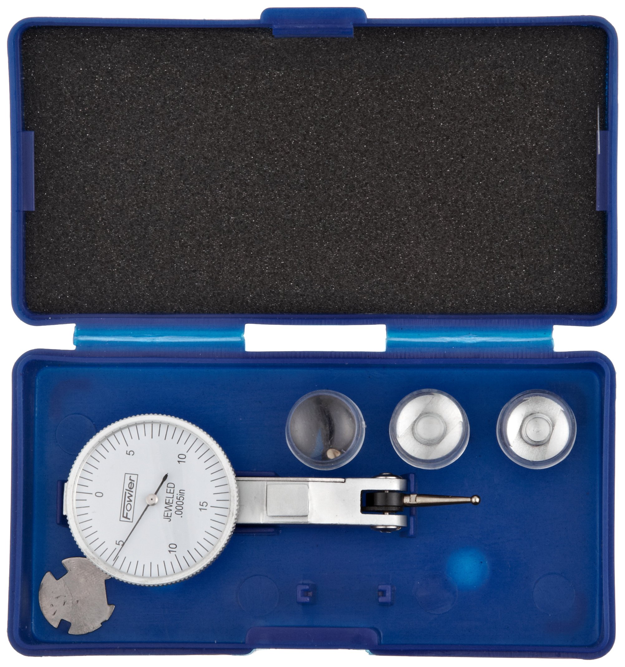 Fowler - Indicador de prueba de rostro blanco con medidas de pulgada y lectura equilibrada, 0.030" Max. Measurement, 1" Diameter, blanco, 1