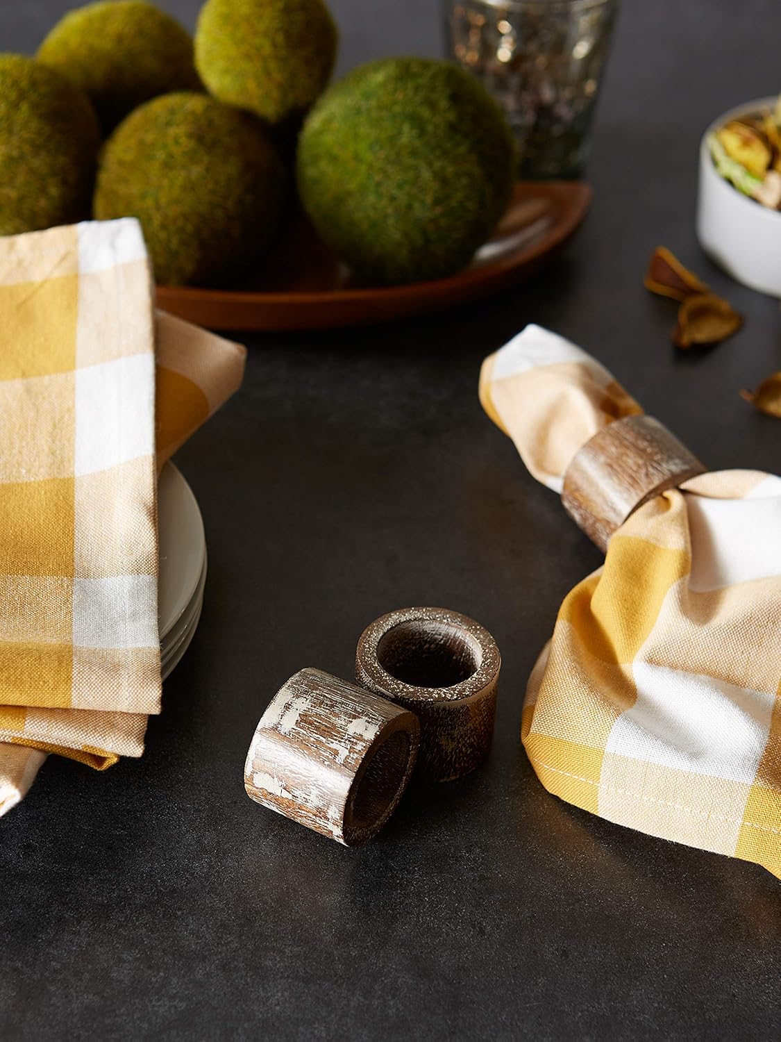 DII Basic Napkin Ring Collection, Decorative Rustic Farmhouse Style, Large Set, White Wash Finish, 6 Piece : Home & Kitchen