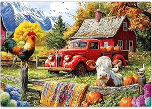 QUOKKA Jigsaw Puzzles for Adults - 500 Piece Farm Themed Jigsaw Puzzle, Artwork Original Collage Hand Finished by Artist, Strong Grip Pieces Single Cut, Matte Finish