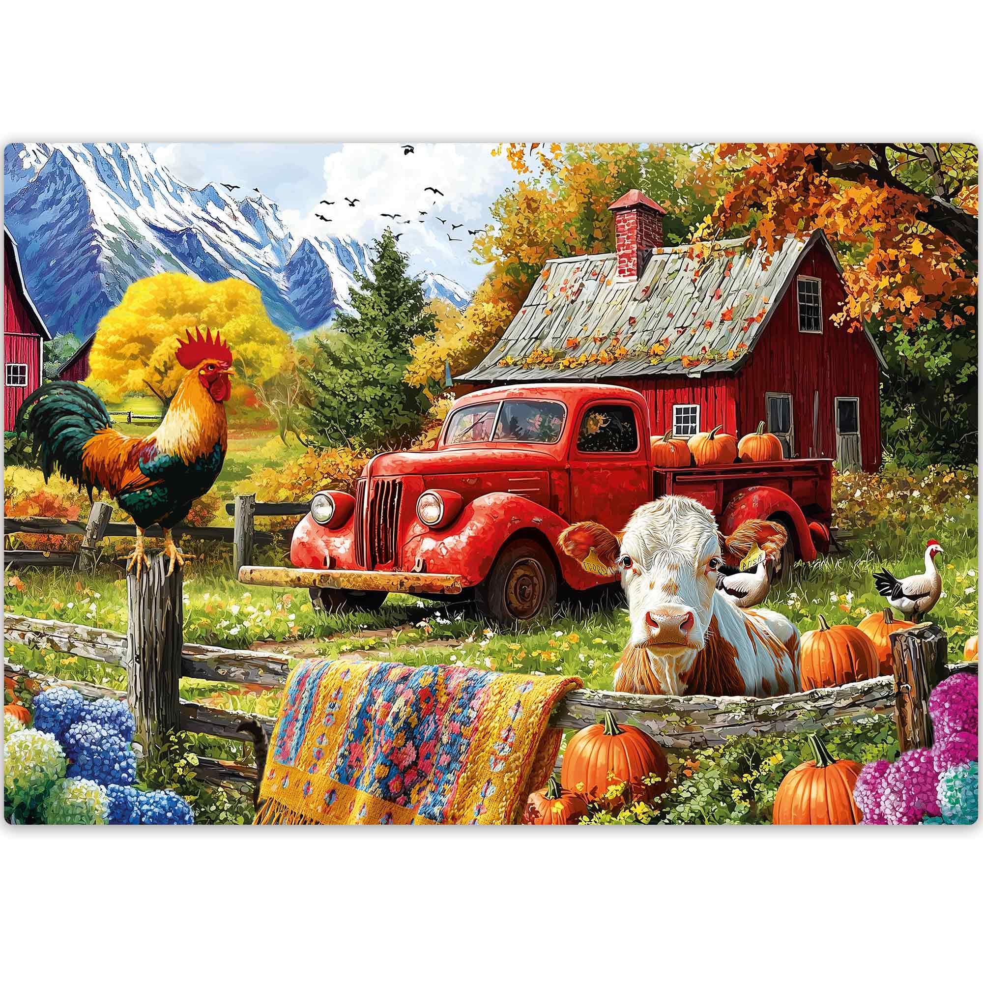 QUOKKA Puzzle Für Erwachsene – 500 Teiliges Puzzle Zum Thema Bauernhof, Originelle Collage, Vom Künstler Handgefertigt, Einzigartig Geschnittene Teile Mit Gutem Griff, FSC Zertifiziert Und Recycelba