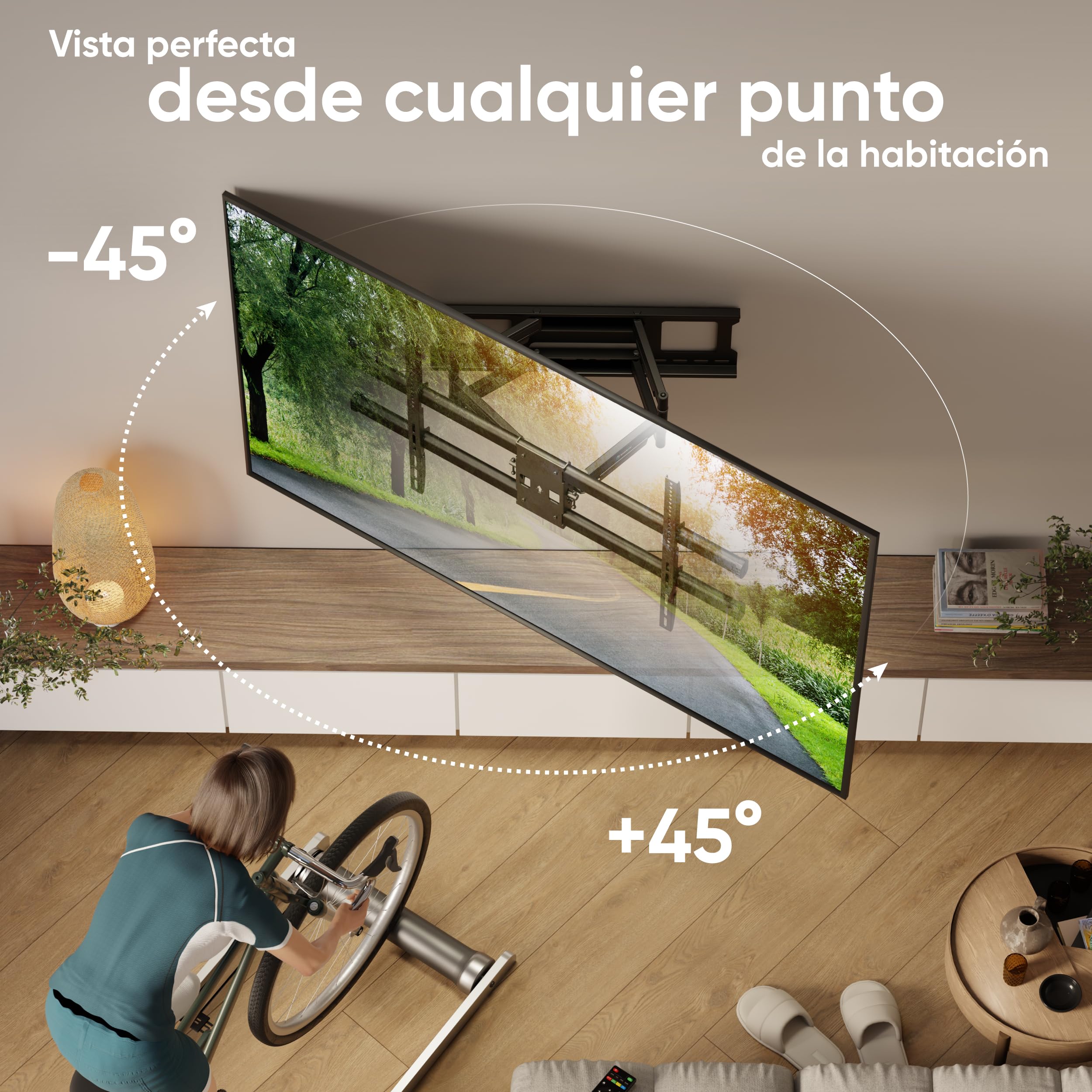 ONKRON Soporte TV Pared 42-120 Pulgadas, hasta 100 kg, VESA 200x100-1000x600 mm, Soporte Television Articulado, Brazo TV Giratorio e Inclinable, Colgador Television Pared Universal, Negro M10-B