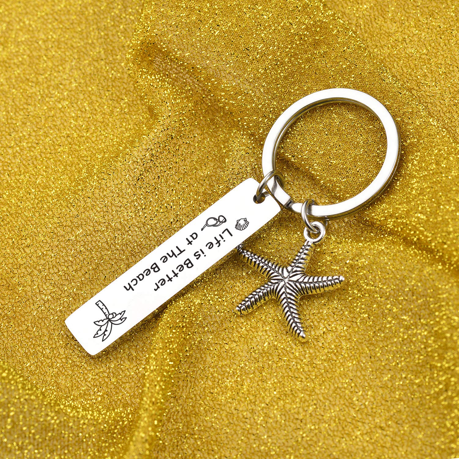 7RVZM Beach Gifts for Women Friends - Beach Lover Keychain Summer Ocean Gift Starfish Keychain - Christmas Jewelry Beachy Friendship Gifts for Summer Vacation Gift