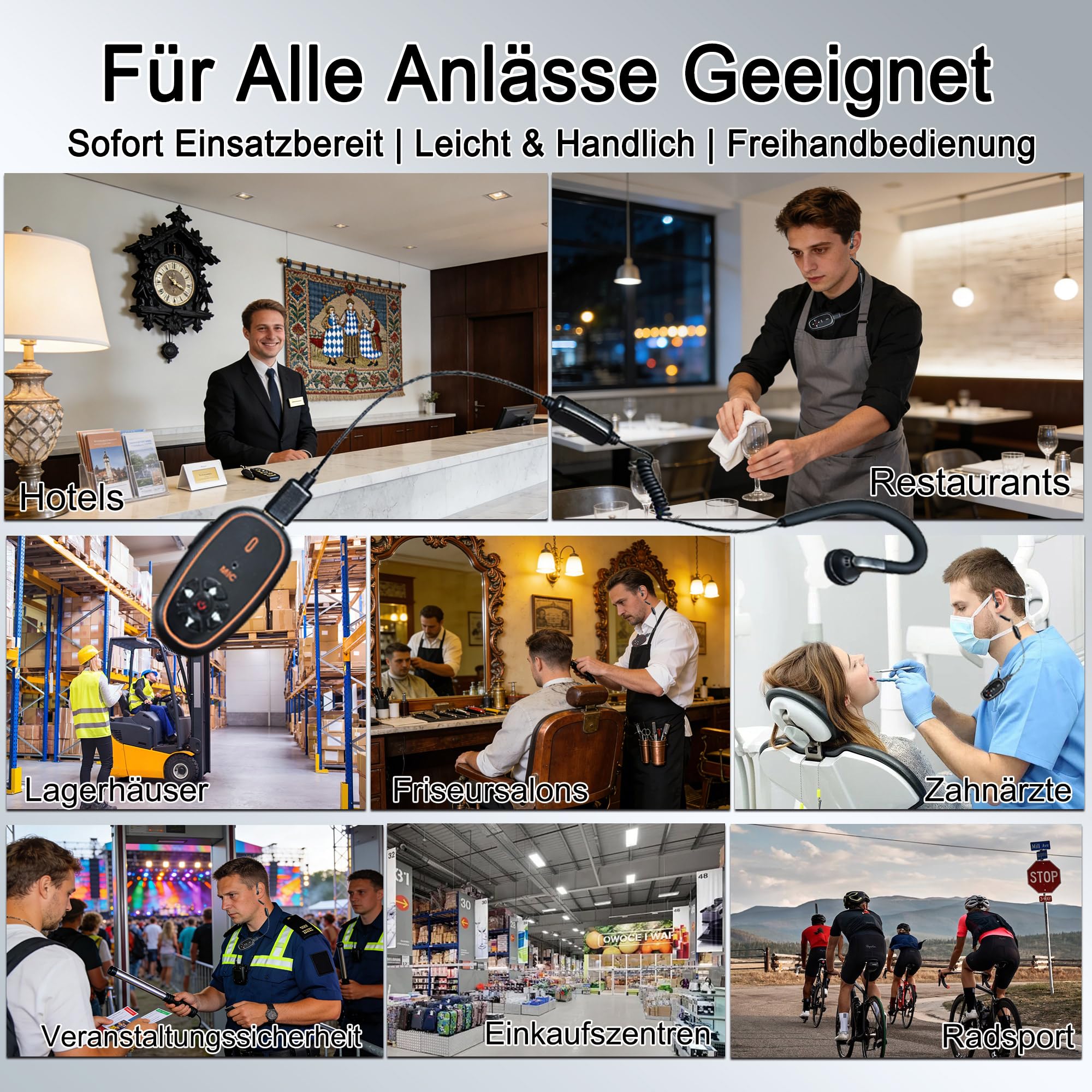 T-M12 Mini Funkgerät mit Headset KI-Sprachsteuerung Hände Frei | Typ-C Wiederaufladbarer 16 Kanäle 28g Leicht Mini Walkie Talkies für Gastronomie Einzelhandel Outdoor Reisen (2 Stück)