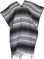 Vista 6 de Del Mex Poncho clásico de manta mexicana Azul