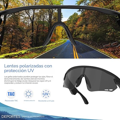Miniatura 6 de Gafas de sol polarizadas Bluetooth para hombres, mujeres, gafas inteligentes deportivas, micrófono integrado y altavoces de música de oído abierto,