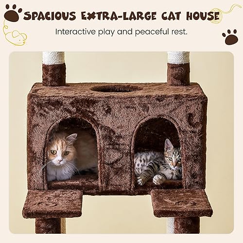 Miniatura 7 de MWPO Árbol grande para gatos de 74.8 pulgadas con postes rascadores cubiertos de sisal y condominio, torre alta para gatos, muebles de