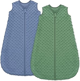 Unnivoll Schlafsack Baby 1.5 Tog Babyschlafsack 0-6 Monate 2er Pack Schlafsack Winter Herbst 67 cm für Jungen Mädchen Neugeborene Blau&Grün