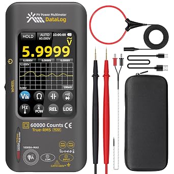 BSIDE 60000 Counts PV Multimeter, Power Measurement with 10000A Flexible AC Clamp Wire, Data Recorder with 3.98" Touch LCD, 1500VDC/1000VAC, Cap Diode Temp Amp Peak Teser for Photovoltaic Solar Panel