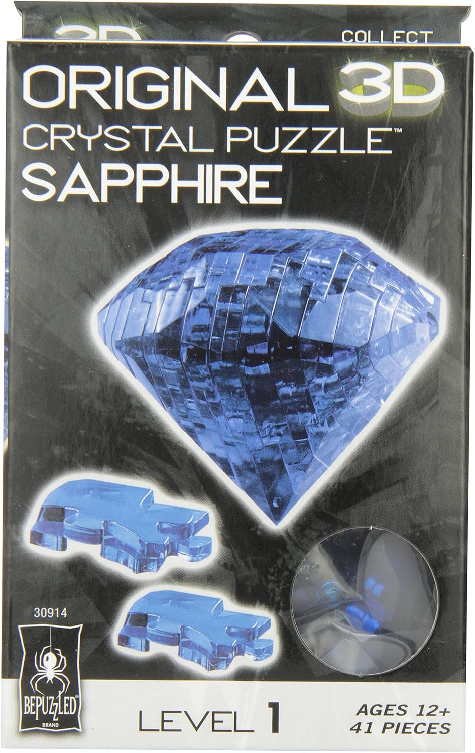 Bepuzzled Original 3D Crystal Puzzle - Sapphire - Fun yet challenging brain teaser that will test your skills and imagination, For Ages 12+