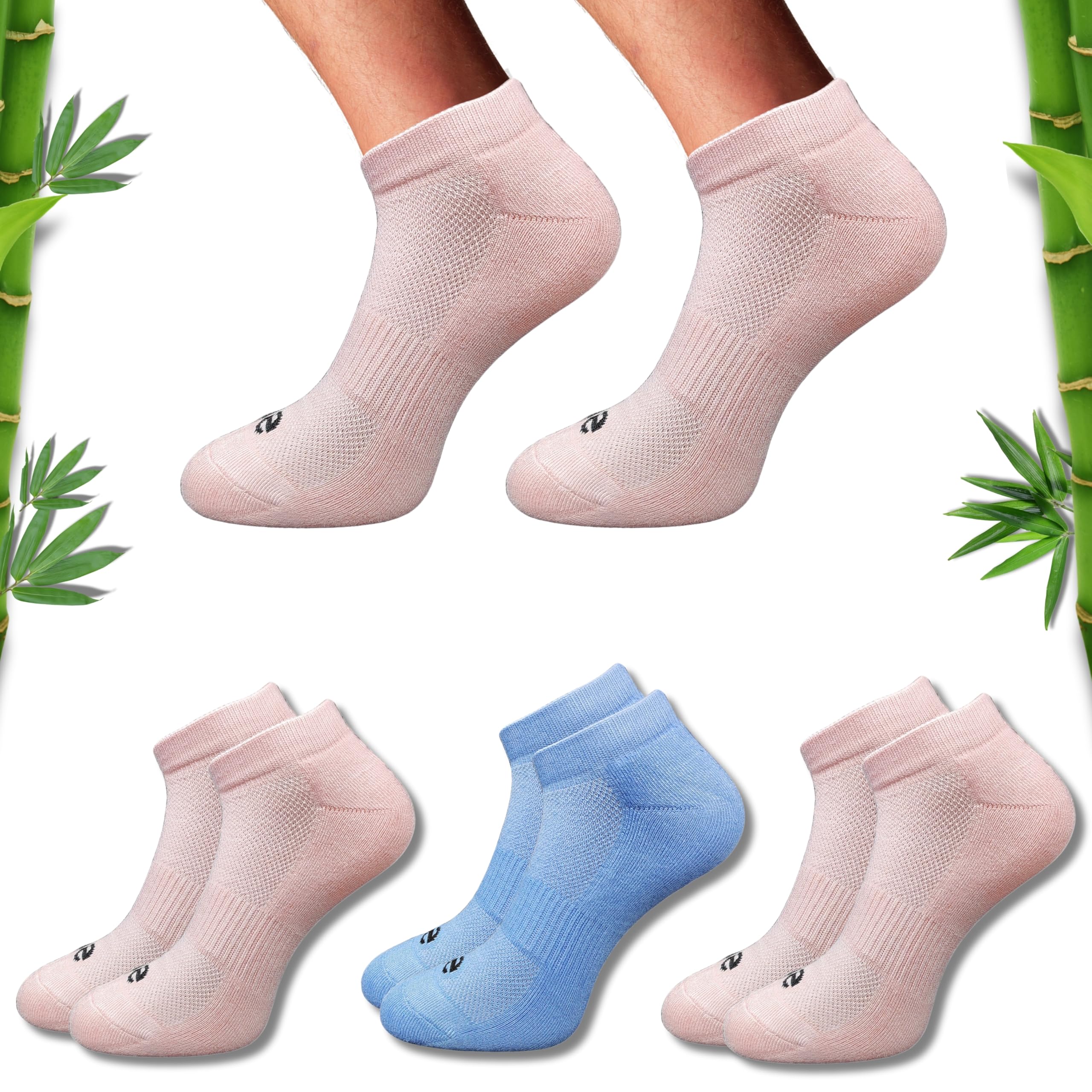 Premium Bamboo Unisex Socks - Low Cut (Set of 3: Light Peach + Dark Grey + Sky Blue) | 88% Bamboo Fabric, Anti-Bacterial.-image-7