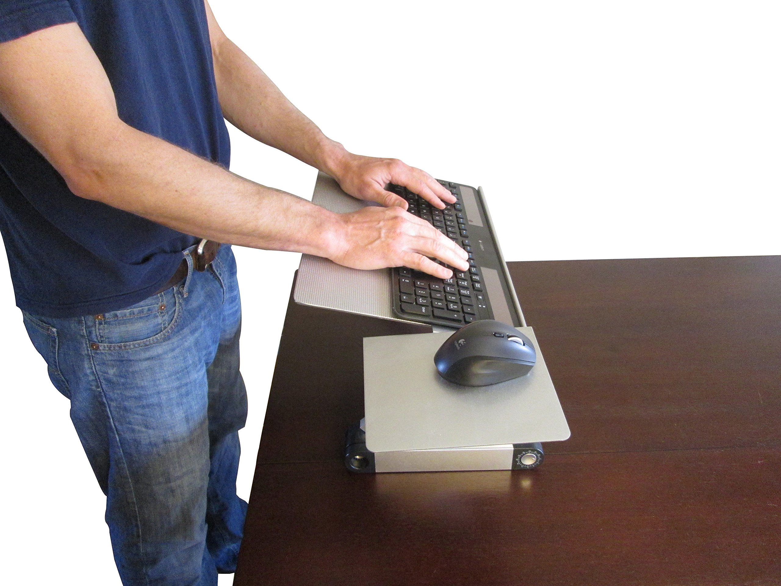 WorkEZ Keyboard and Mouse Tray ergonomic ondesk riser stand adjustable