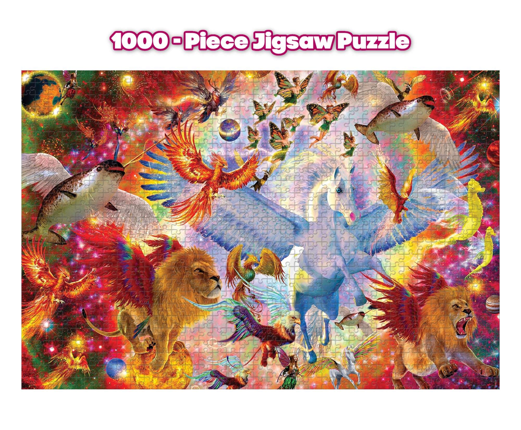 Mythical Menagerie Fantasy Puzzle for Adults and Kids | Difficult 1000 Piece Jigsaw Puzzle Toy | Fun Quarantine Gifts | Interactive Brain Teaser for Game Night | 28 x 20 Inches - Image 3