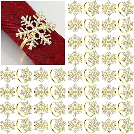 Snowflake Napkin Rings Set for Festive Occasions