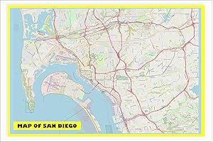 San Diego Area Map | Laminated | 18x24 in