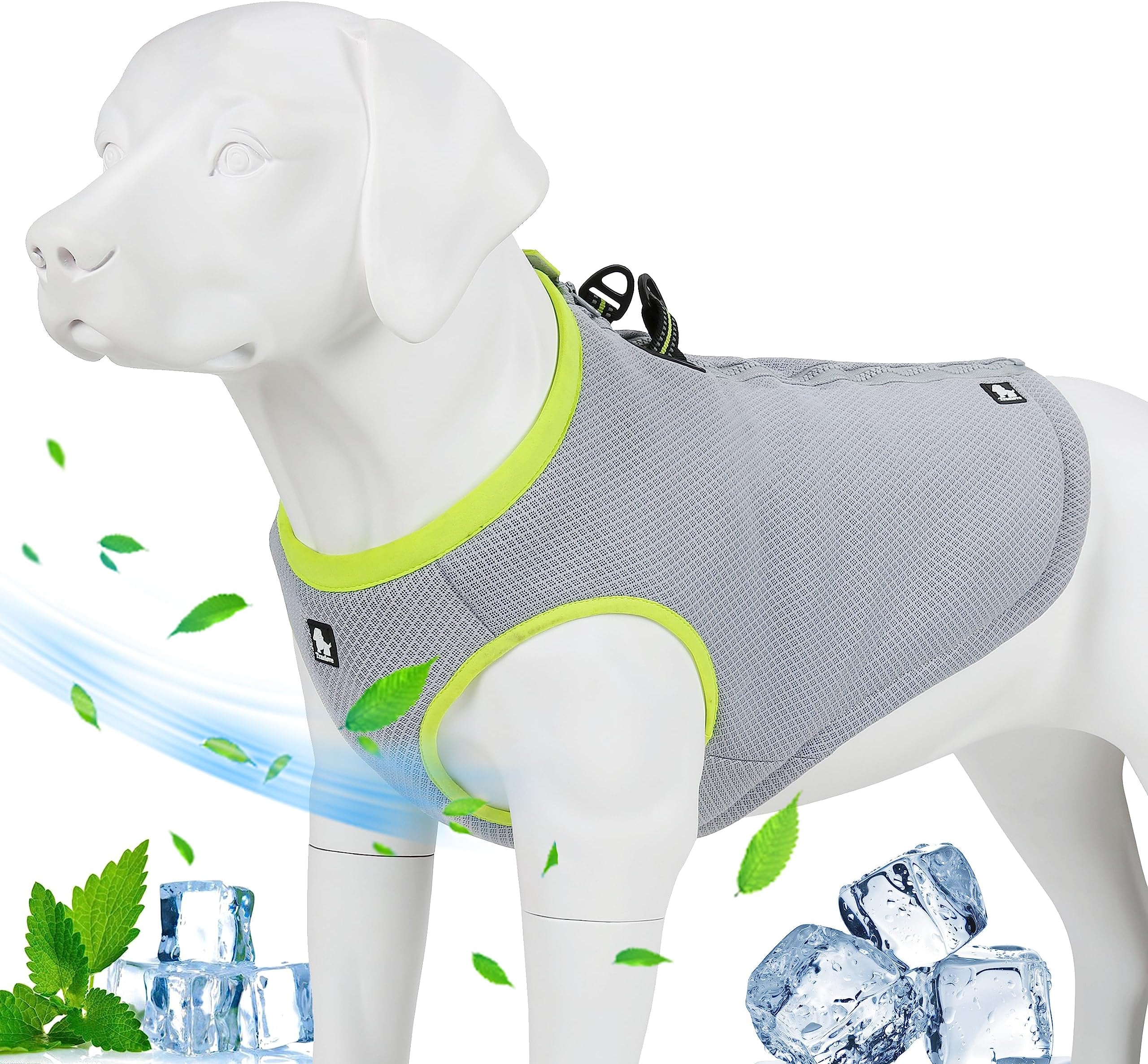 Truelove Dog Cooling Vest Harness Cooler Jacket with Adjustable Zipper for Outdoor Hunting Training and Camping Green