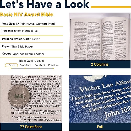 Miniatura 4 de Biblia NIV personalizada Nueva versión internacional Biblia de piel sintética Biblia económica con nombre personalizado hasta 3 filas de texto con