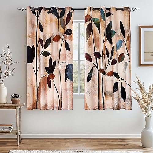 Miniatura 16 de SUBRTEX - Cortinas opacas de 52Wx84L, cortinas florales para oscurecer la habitación, cortinas de ventana con aislamiento térmico de 2 paneles, Azul