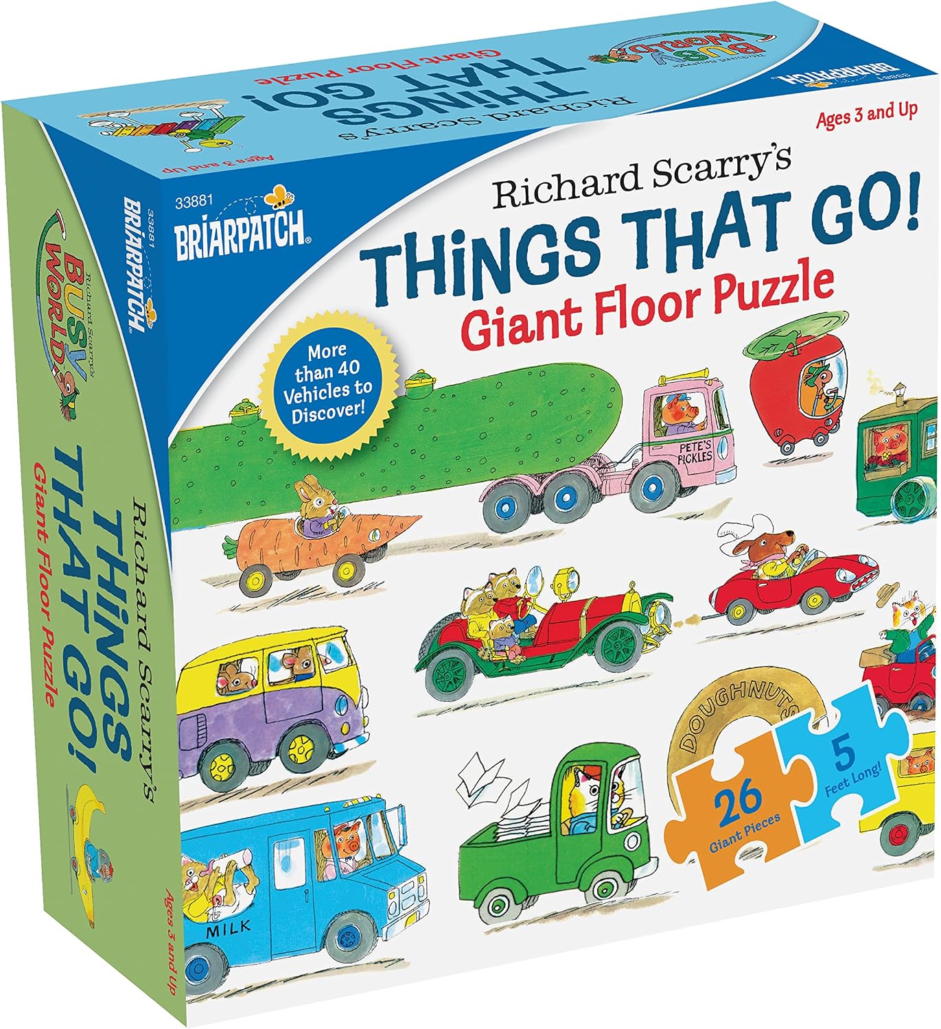 Richard Scarry Things that Go Seek and Find Giant Floor Puzzle, Learn by Finding Hidden Items from Four Classic Scenes from Richard Scarry’s bestselling Busytown Books, for Ages 3+