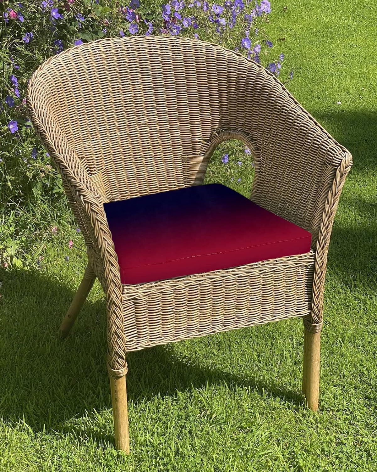Patio Cushion Covers Replacemen 24"x24"x2 Indoor Outdoor Slipcovers Purple and Red Gradient Chair Pads Cover with Ties, Water Repellent Furniture Cushion Seat Cover Only
