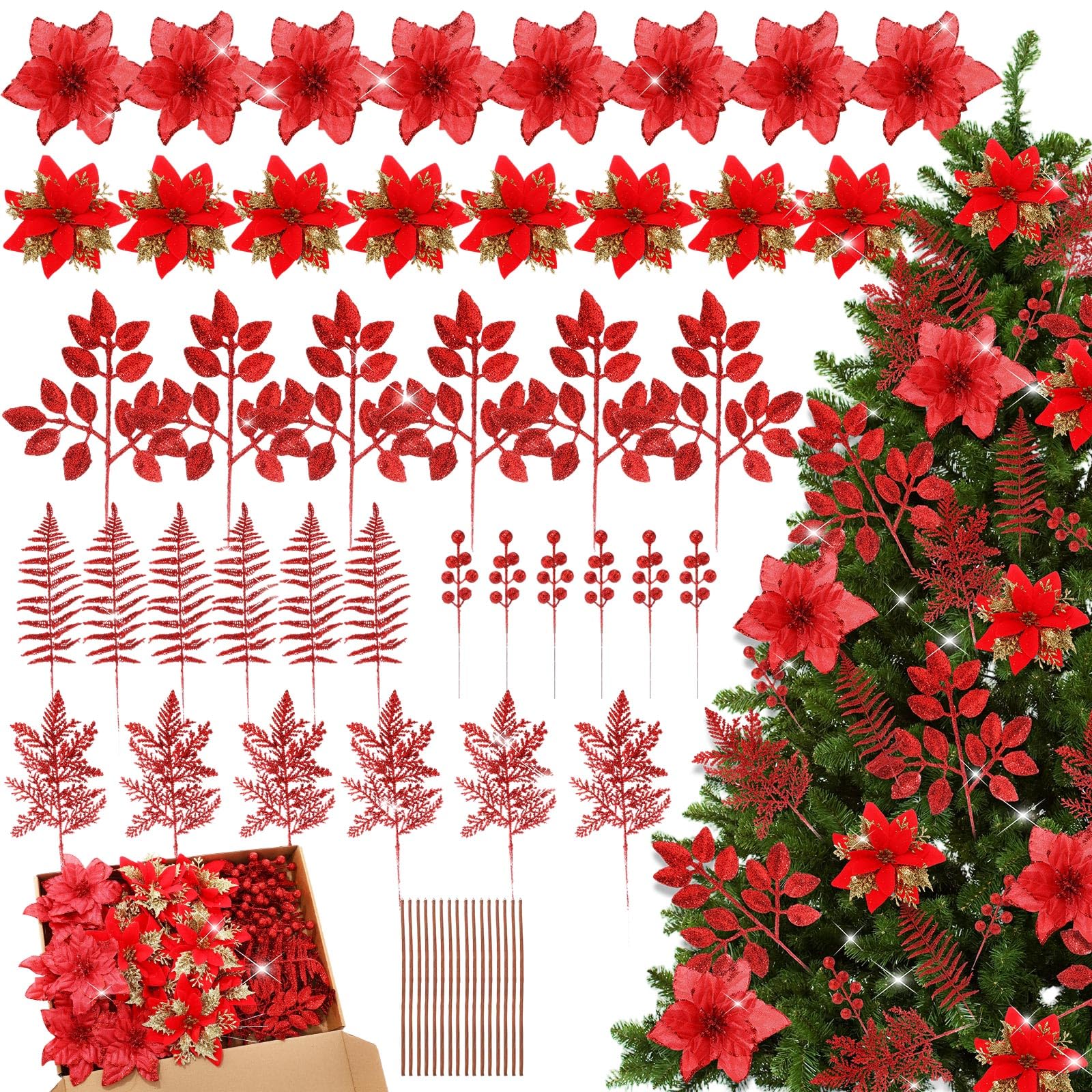 Feuilles tropicales artificielles pour combler les trous du sapin de Noël