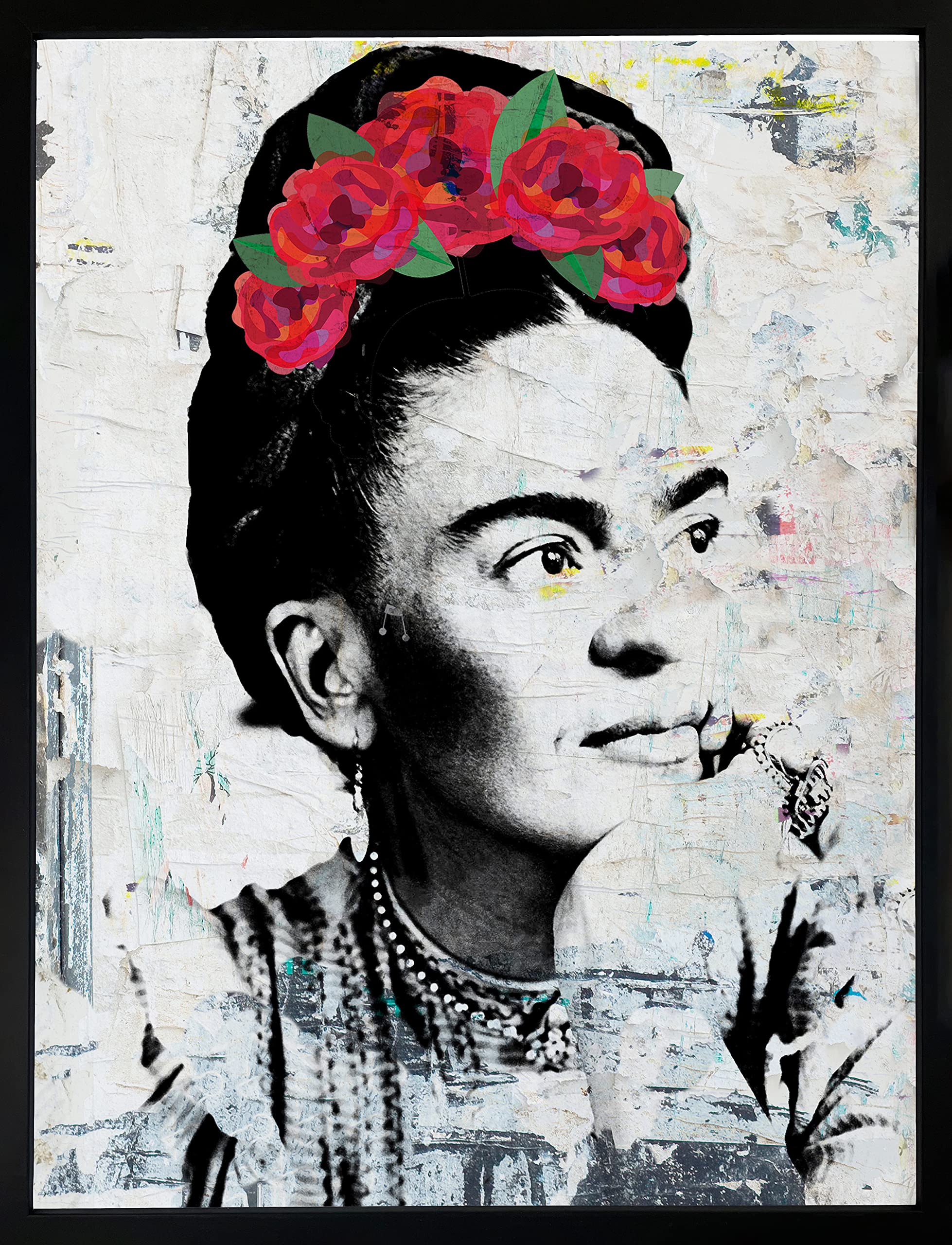 Brookpace Fine Art Portrait of Frida Kahlo Contemporary Framed Wall Art 53 x 43cm | Living Room Print Bedroom Poster Home Decor