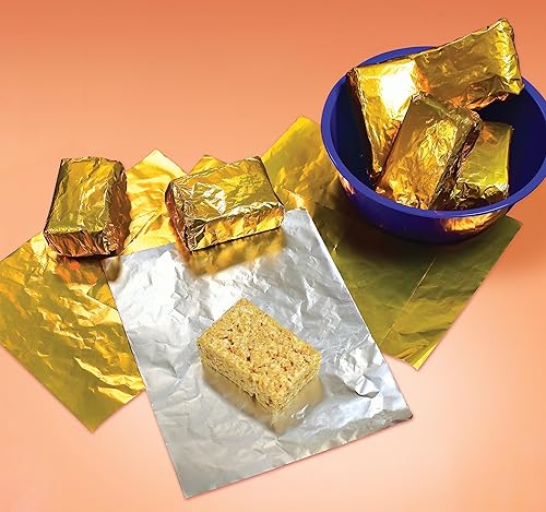 Miniatura 6 de Better Kitchen Products Envolturas de caramelo de papel de aluminio dorado, 6 x 7.5 pulgadas, parte trasera plateada, embalaje individual de