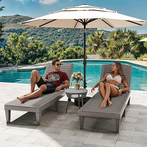 Vista 49 de YITAHOME Tumbonas para exteriores con respaldo ajustable, tumbonas multifuncionales para patio, fáciles de montar y ligeras, tumbonas impermeables