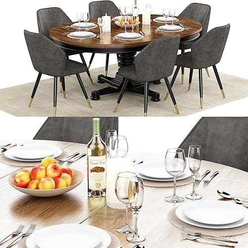 Miniatura 7 de Andeworld Juego de 2 sillas de comedor tapizadas, sillas decorativas modernas de mediados de siglo, silla auxiliar de ocio sin brazos de piel