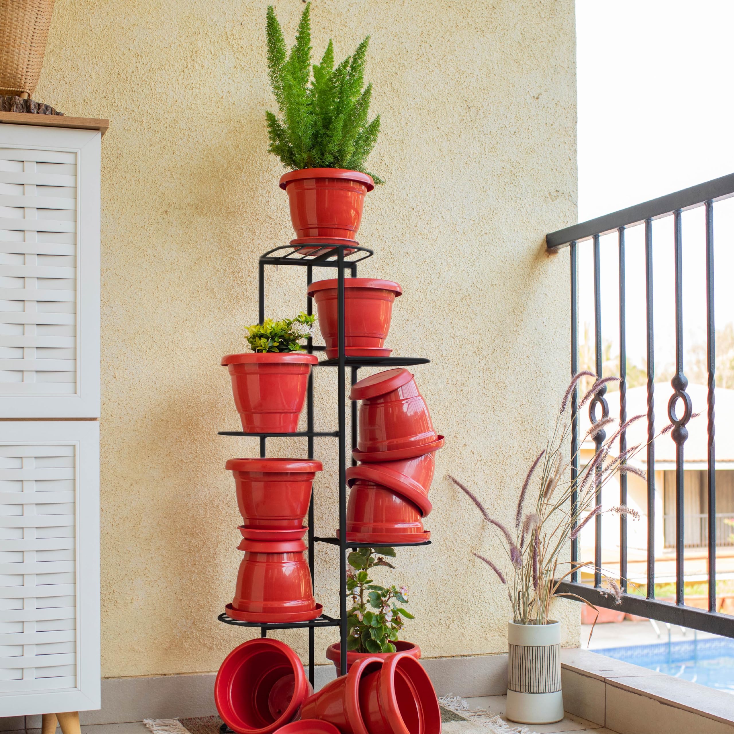 Kraft Seeds By 10 Club | 6 Tier Metal Plant Stand Height - 3Ft 4In For Outdoor Garden Pots Black Heavy Duty Collapsible Sections, Floor Mount, Tiered Shelf (B0D37Y5JDC) Amazon Price History, Amazon Price Tracker