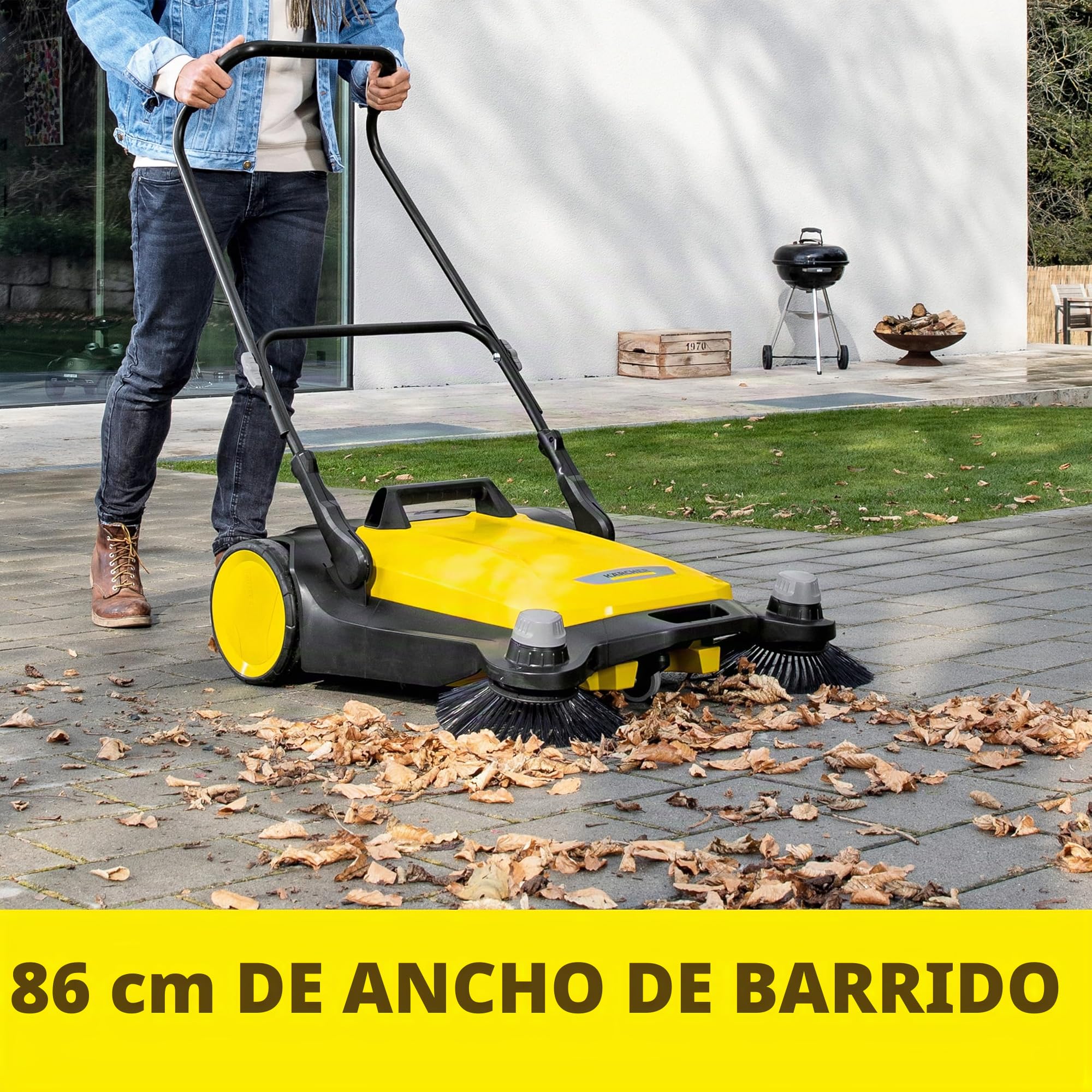 Kärcher - S 6 Twin Walk-Behind - Barredora de Piso Manual para Exteriores - Capacidad de 10 galones - Ancho de Barrido de 33.9 Pulgadas - Barrido de hasta 32.300 pies Cuadrados/Hora