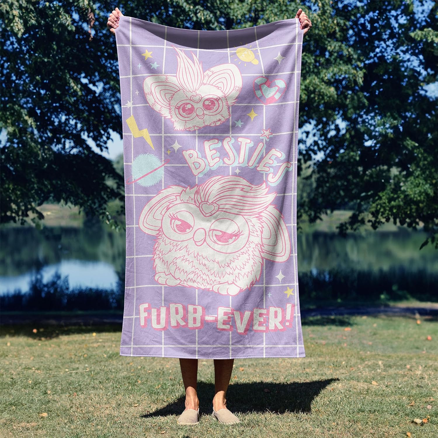 Northwest Hasbro Furby Furb-Ever Microfiber Beach Towel, Quick-Dry, Soft & Absorbent, for Pool or Bath, 30x60 inches