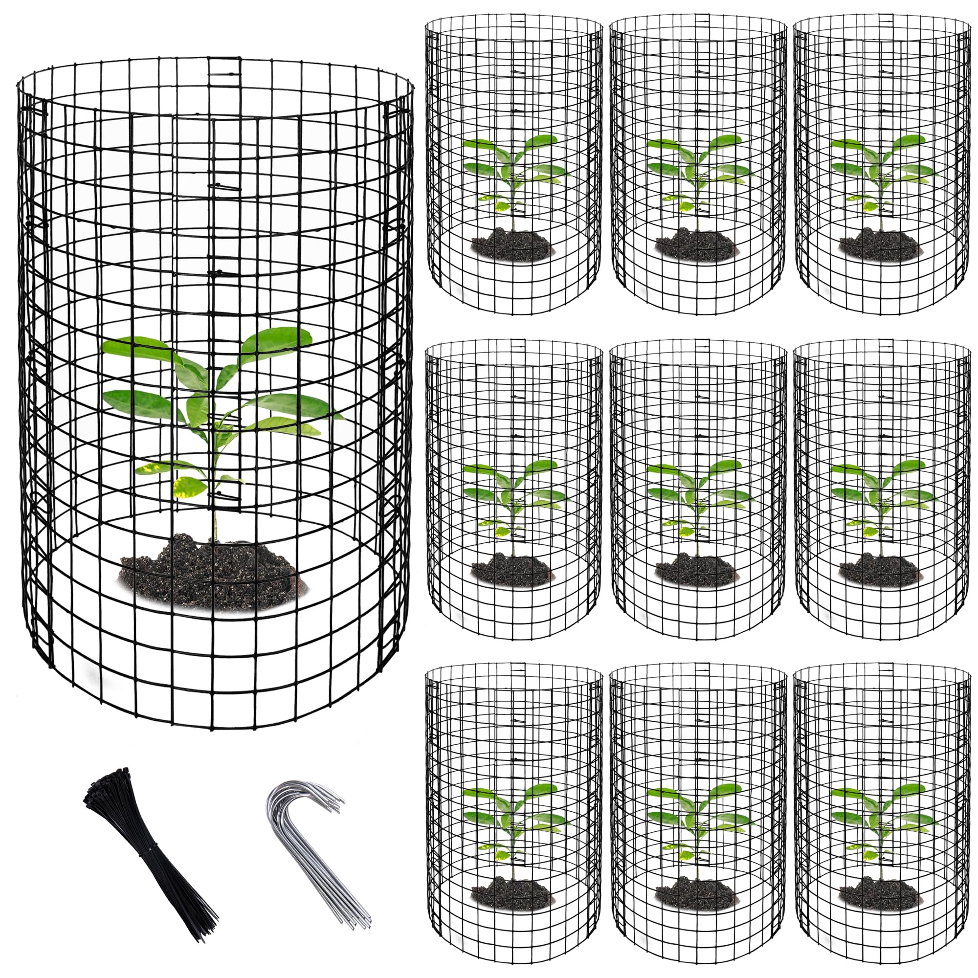 Adnee 10 Packs Wire Plant Protector from Animals - 20" H X 12" D Metal Mesh Plant Cage Covers - Sturdy Garden Bunny Barricades Chicken Wire Cloche for Plants Shrubs Vegetables Flowers