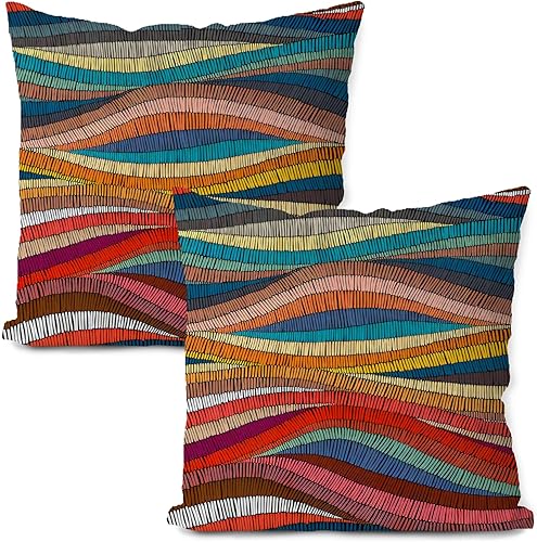 Miniatura 7 de Fundas de almohada coloridas bohemias de 18 x 18 pulgadas, fundas de almohada abstractas modernas, funda de almohada de decoración bohemia,