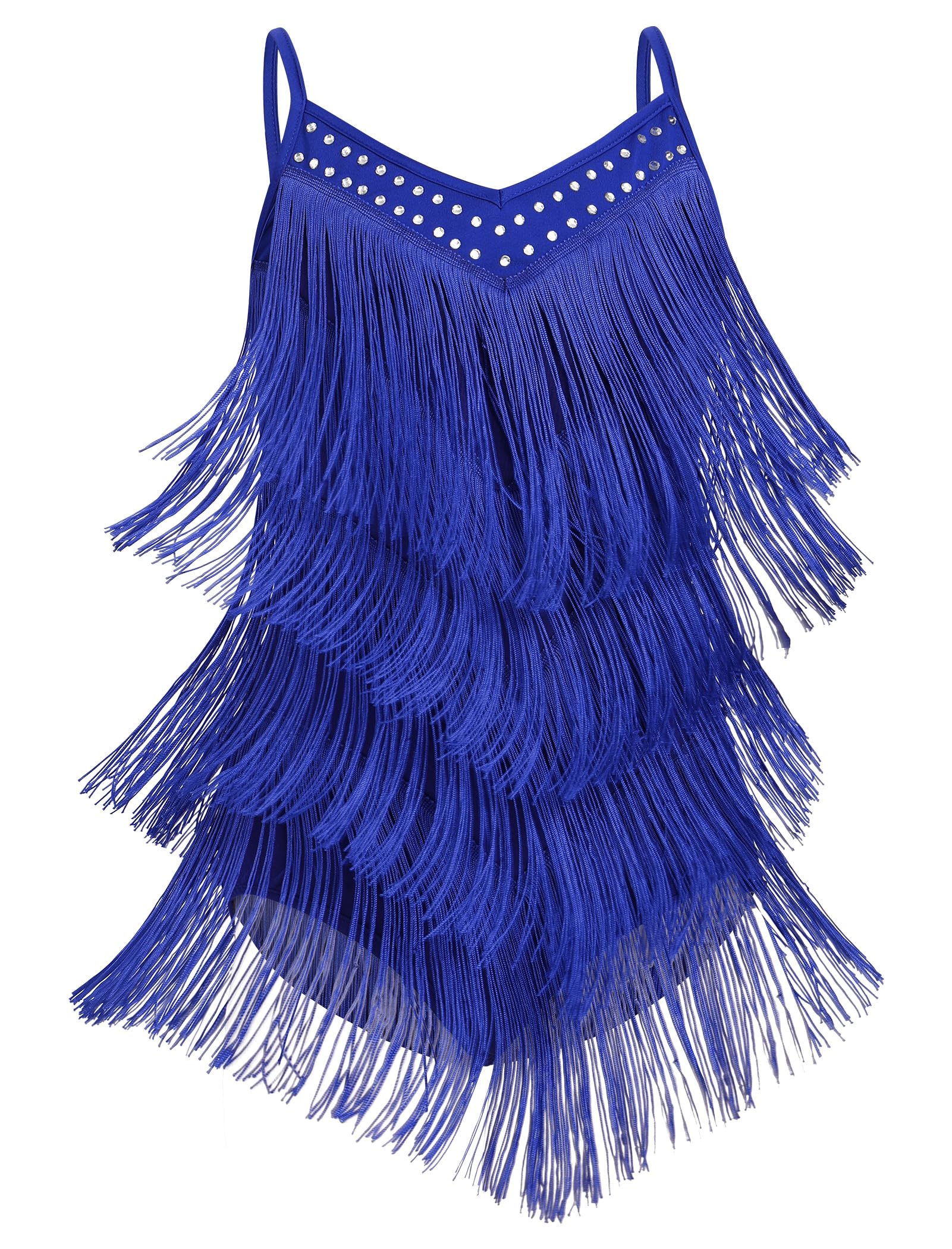 IWEMEK Latein-Tanzkleid mit Strass, für Damen, Fransen-Body, Quaste, Gymnastikanzug, Fransen-Strampler, Salsa, Jazz-Tanz, Akrobatenkostüm