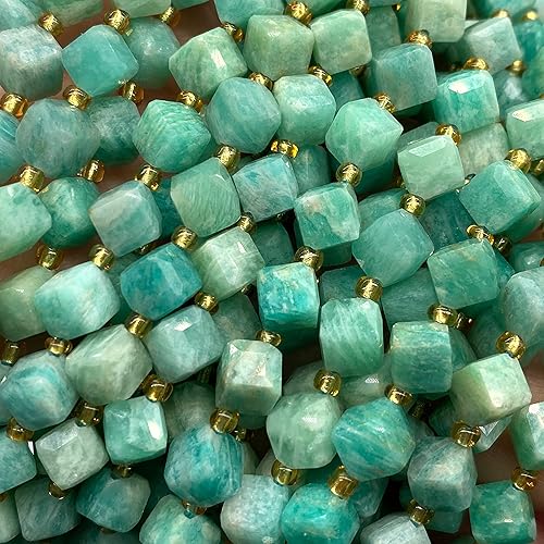 Miniatura 7 de ABCGEMS - Cuentas de amazonita brasileña azul aguamarina (una técnica de corte revolucionaria aporta un aspecto más dinámico a un cubo tradicional)