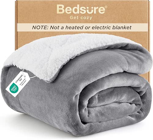 Bedsure GentleSoft Sherpa Fleece Twin Blanket for Couch, Non-Heated, Thick