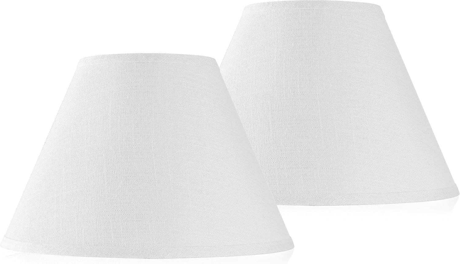 Set of 2 Pure White Linen Chimney Small Lamp Shade 6.3" Top X 13" Bottom X 8.3" High (Spider) Art Decor Lamp Shades for Table Lamps & Floor Lamps Replacement Lampshade Easy Assembly-By GO&SO