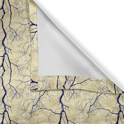 Miniatura 3 de Ambesonne Juego de 3 cenefas botánicas y cortinas de nivel, ramas sin hojas con temática de árbol de otoño solitario sobre fondo beige sombrío,