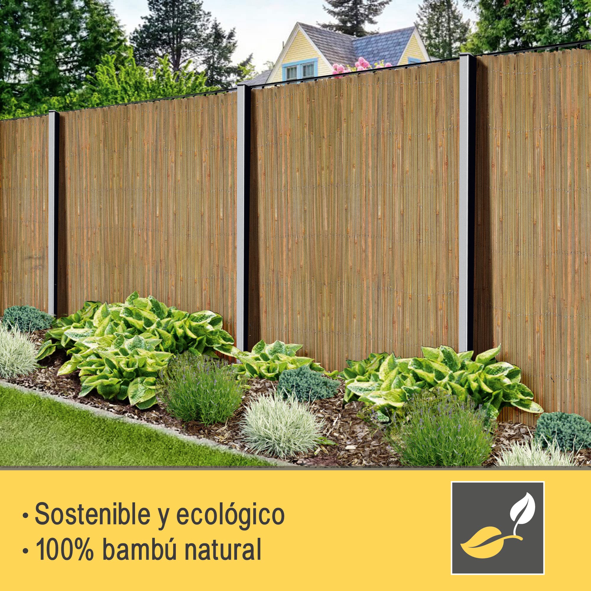 Sol Royal FSC® Valla de Protección Bambú Natural 200x600 cm – Visual y Viento de Caña Balcones Terrazas y Jardín – Robusto Biombo de Bambú Resistente a la Intemperie – SolVision B89