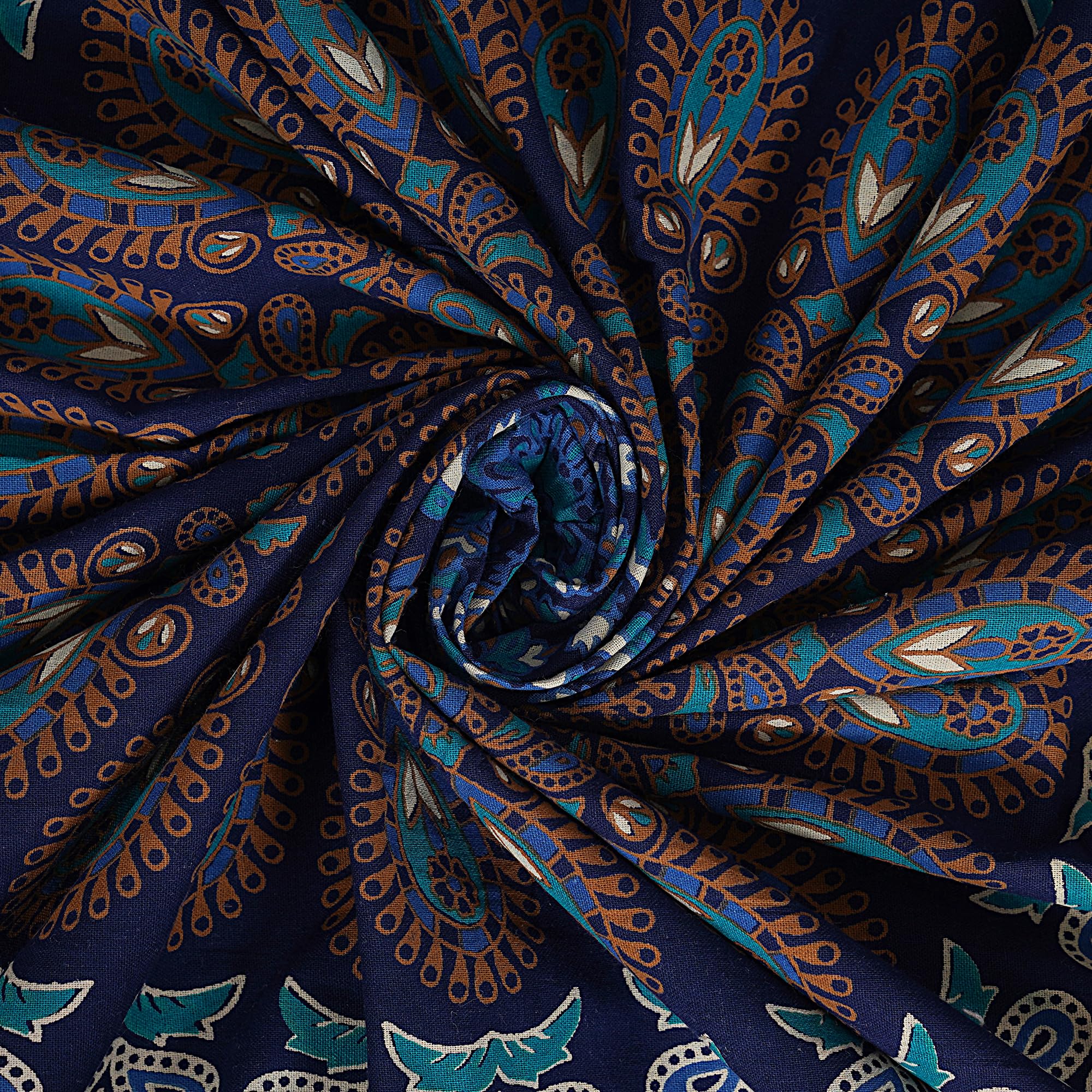 Peacock Mandala Tapestry - Navy Blue Cotton Wall Hanging -24