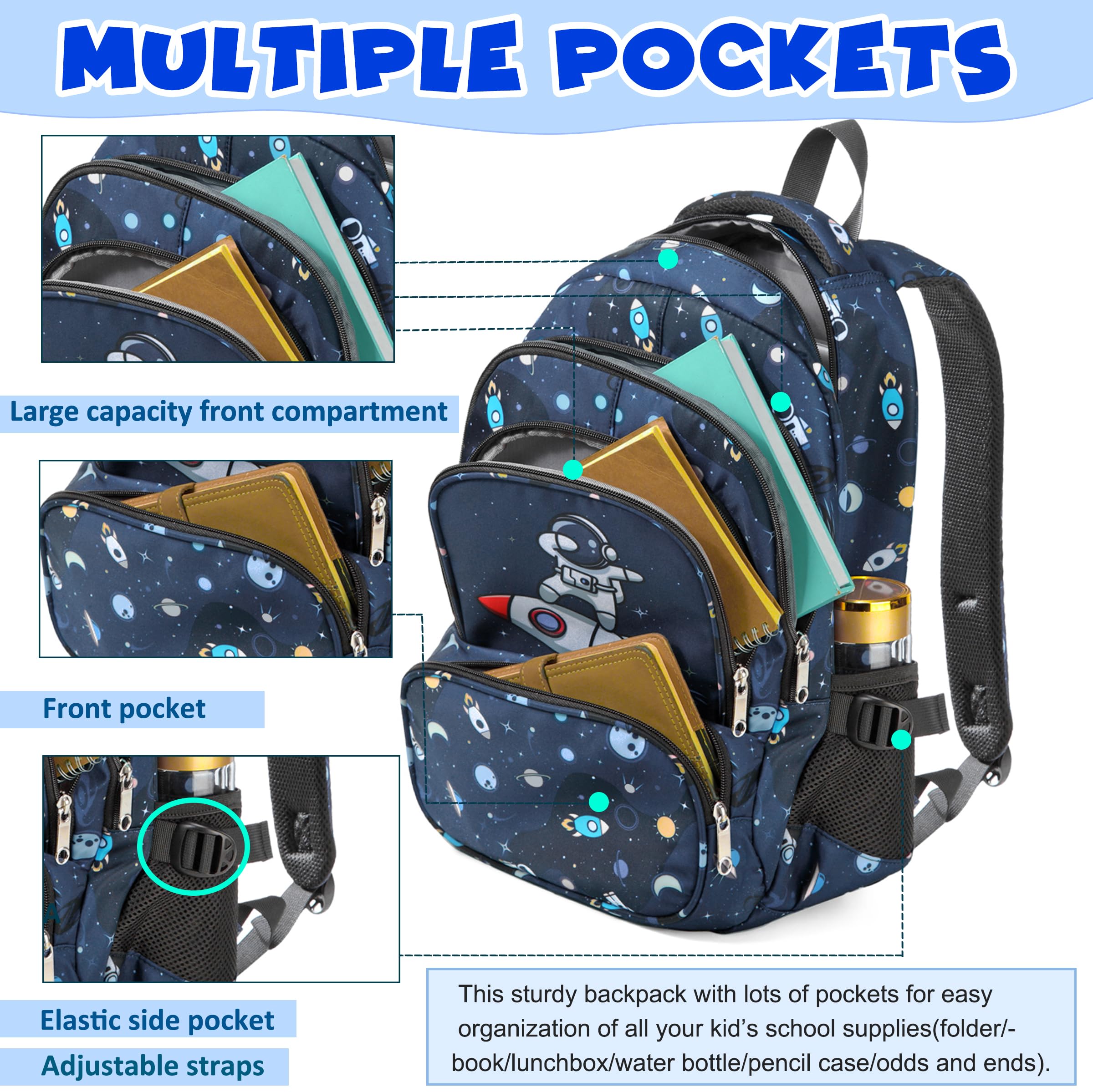 BLUEFAIRY Space Backpack for Boys Kids Elementary School Bags Middle ...