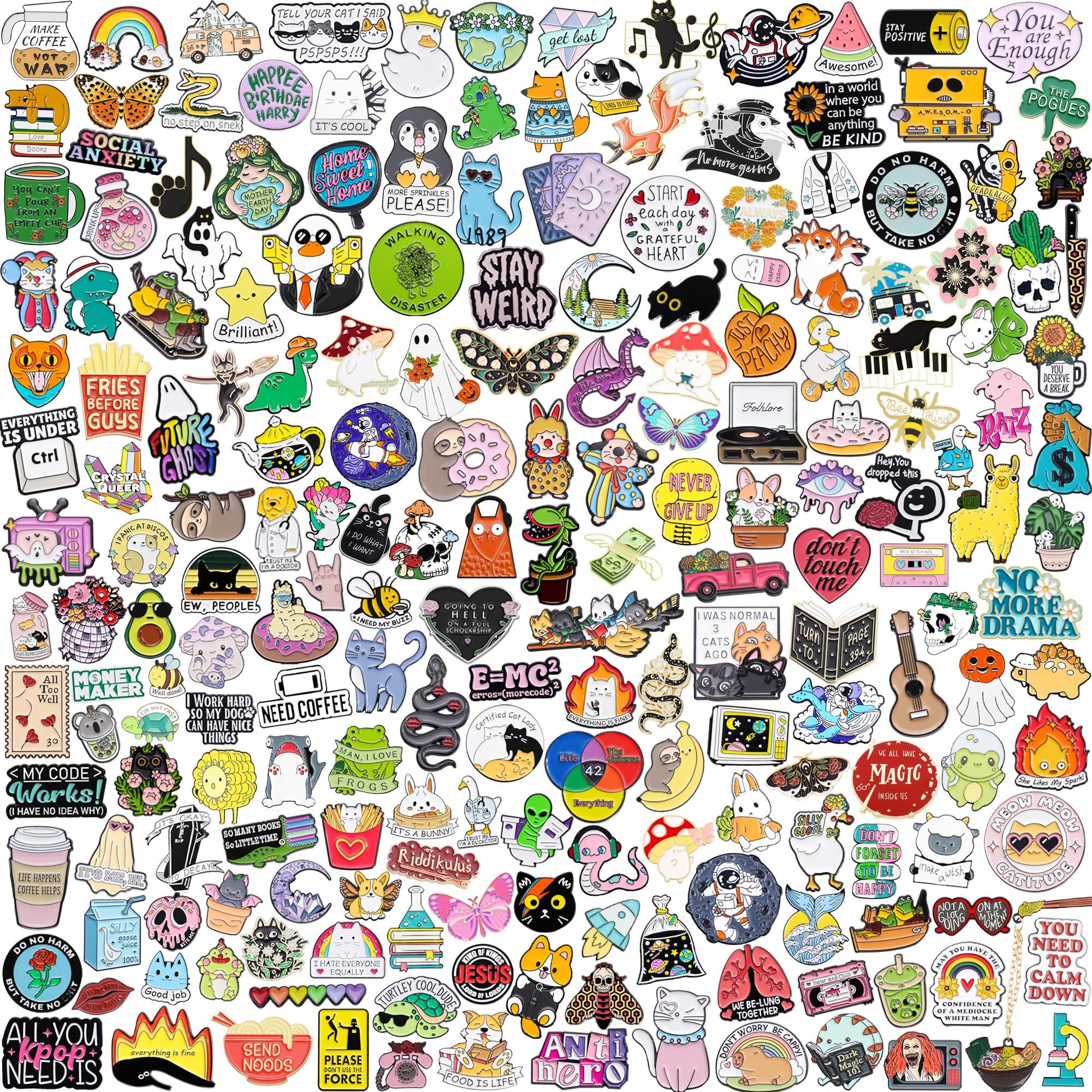 SINCCOSINCCO 20/40/50 PCS Cute Enamel Pins Bulk, Funny Backpack Pins Aesthetic Lapel Badge Pins Set Assorted Enamel Brooch Pins for Backpacks, Hats, Bags, Landyards