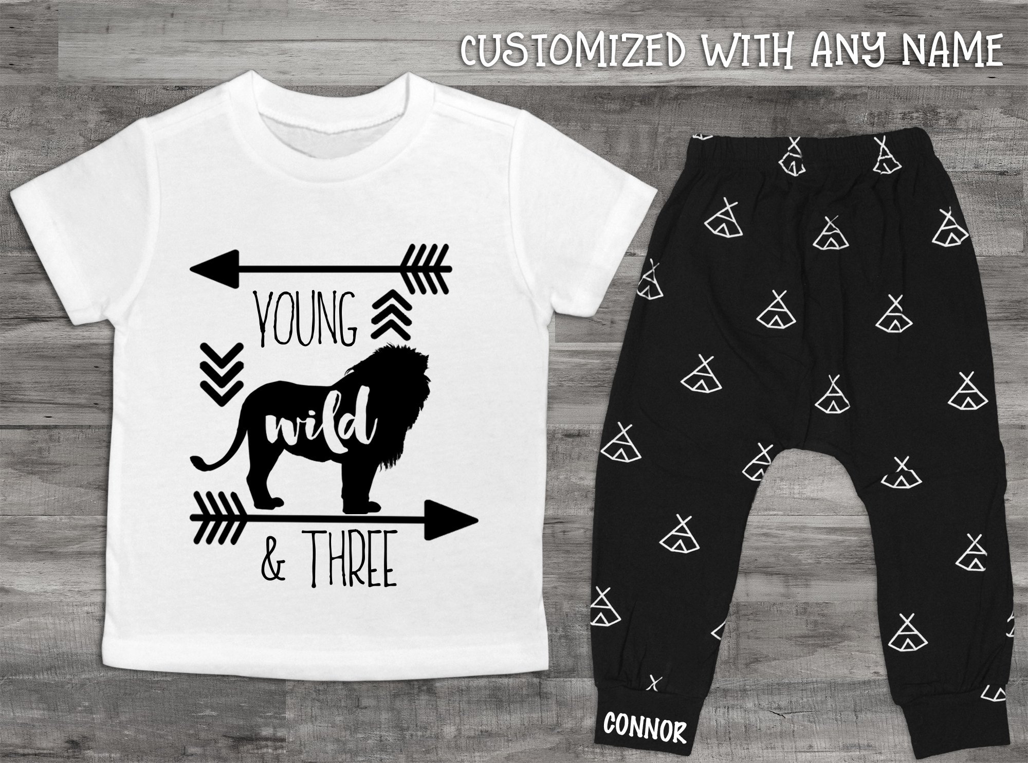 Baby Boy Clothes Young Wild and Three Birthday Boy Shirt 3rd Shirt Set 3rd Birthday Shirt Third Birthday Shirt 3rd Birthday Boy Lion