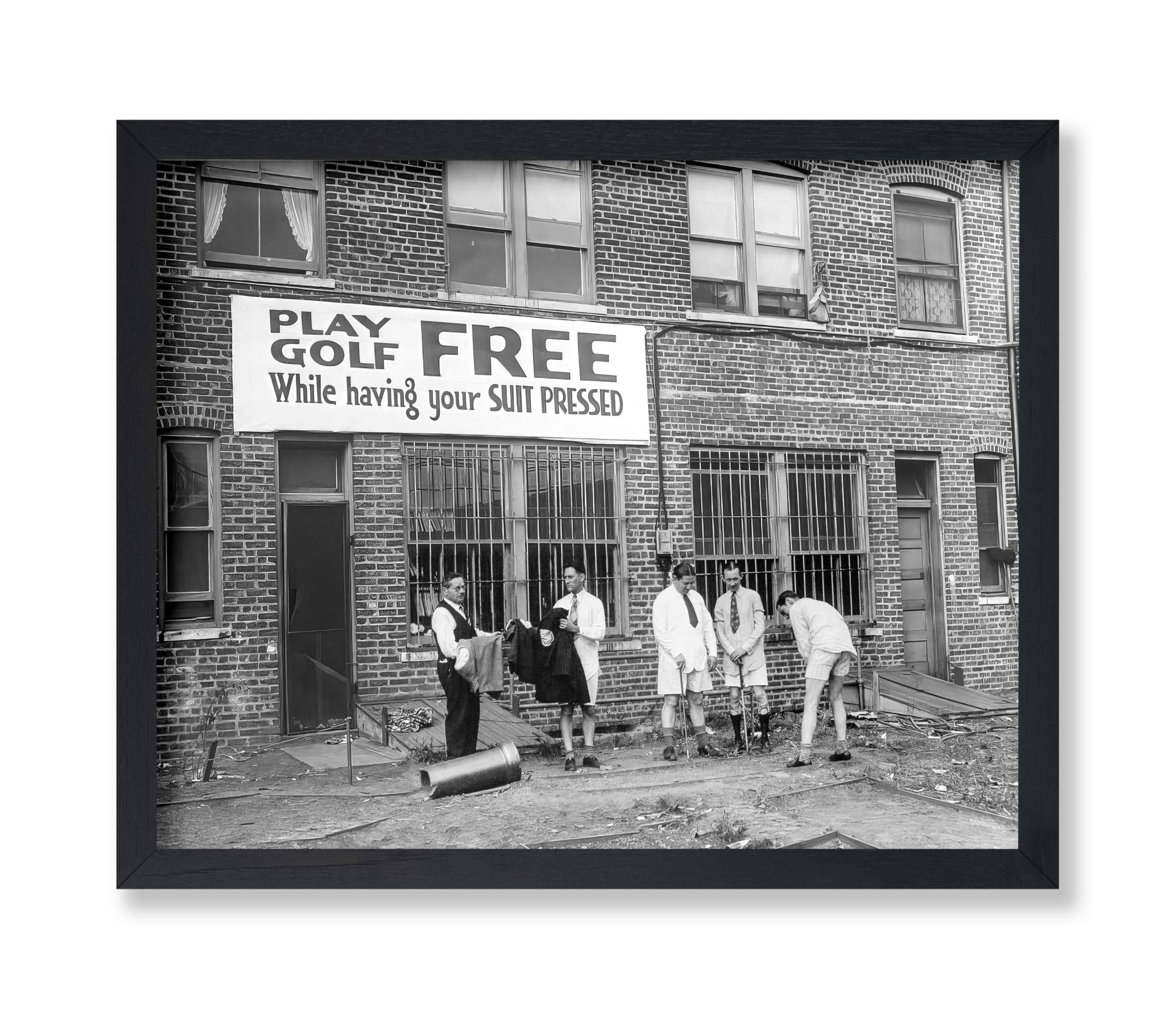 Poster Master Vintage Play Golf Poster - Retro Dry Cleaning Print - Photography Art - Black & White Art - Gift for Men & Women - Funny Decor for