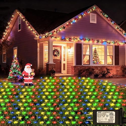 OYCBUZO 360LED Colorful Christmas Net Lights, 21ft x 5ft Connectable String Mesh Lights 8 Modes, Waterproof Christmas Light Outdoor for Xmas Tree
