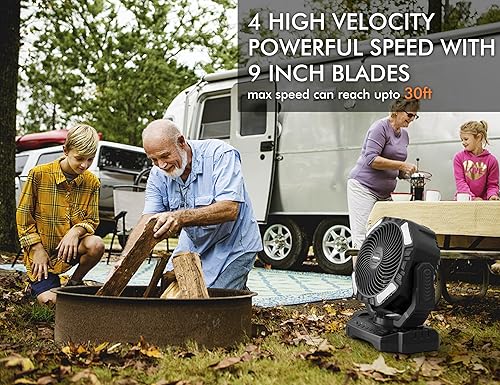 Miniatura 3 de Ventilador de camping con batería de 40000mAh, 136 horas de enfriamiento, ventilador recargable de alta velocidad, oscilación automática de 4590,
