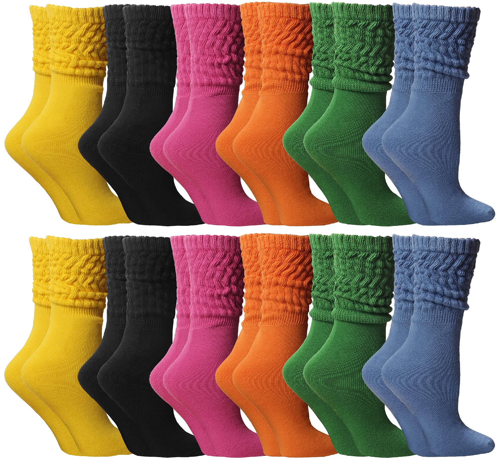 Yacht &amp; Smith 12 Pack Womens Cotton Slouch Socks, Womans Knee High Boot Socks