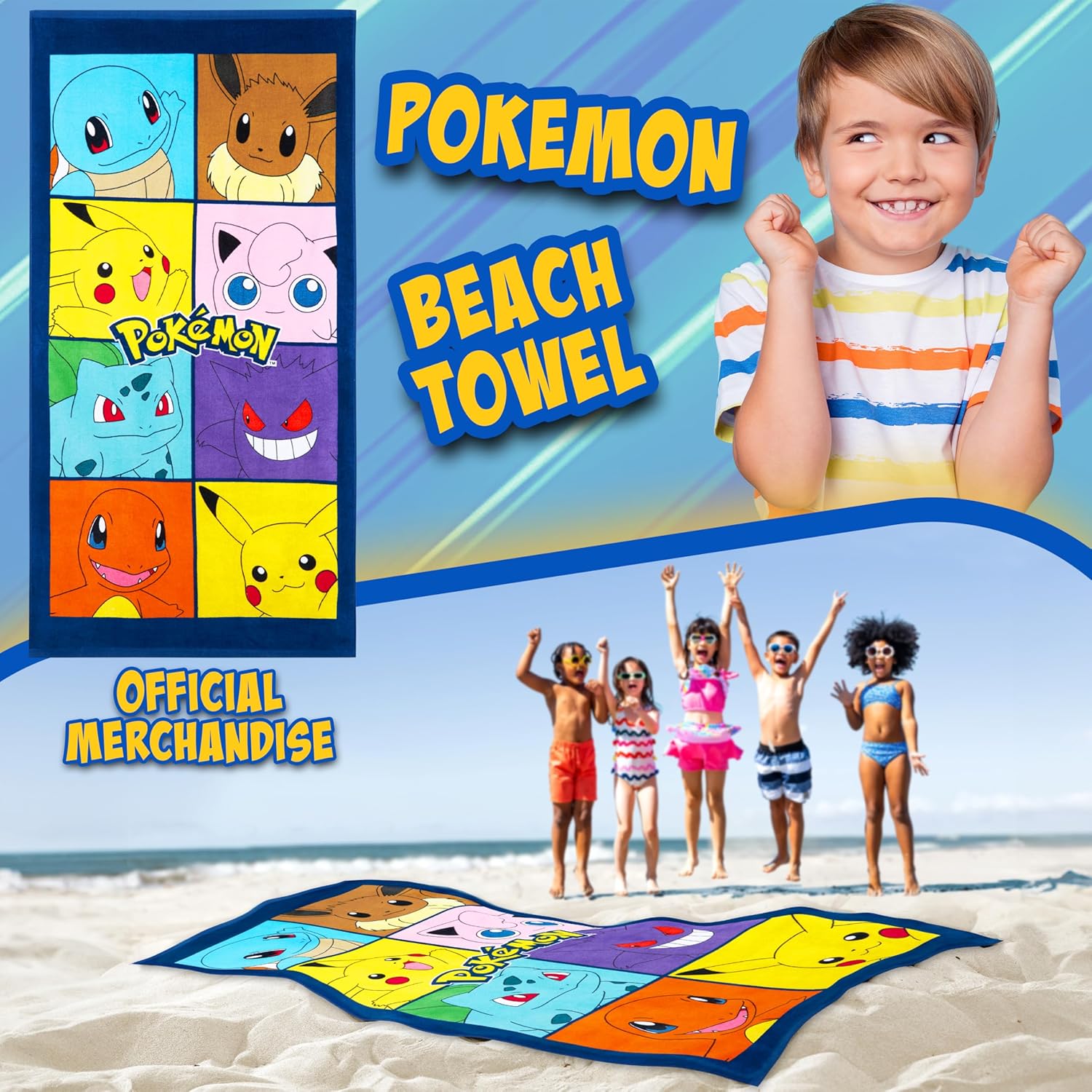 Pokemon Beach Towel for Kids Pikachu Gengar Cotton Quick Dry Bath Towel for Travel Swimming Shower Beach Pool Anime Gifts for Kids 28 x 55 Inch Holiday Essentials